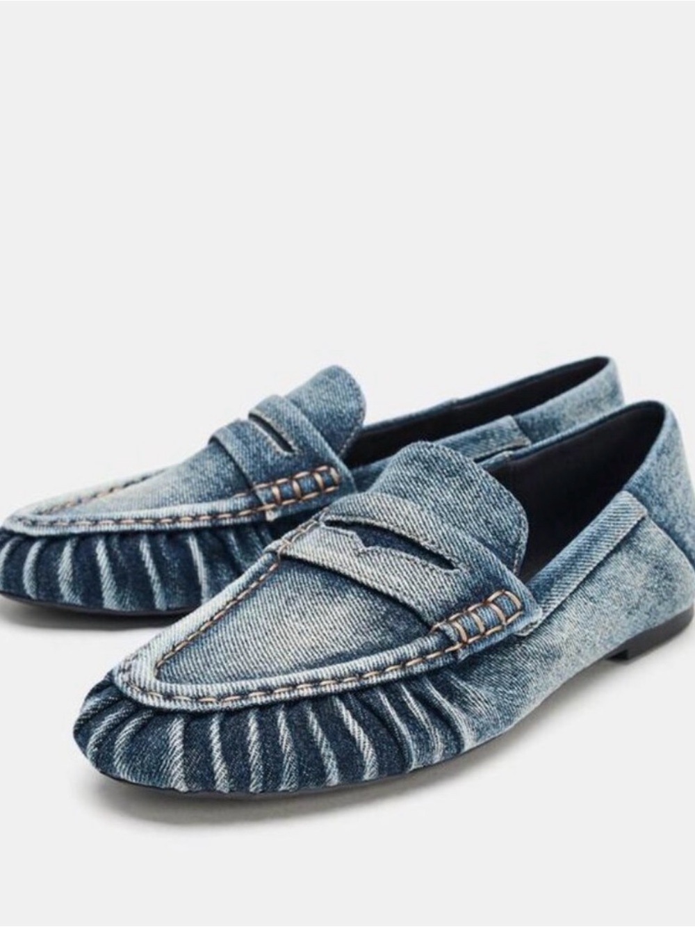 NWOT Zara Women's Denim Penny Loafers - Light Blue